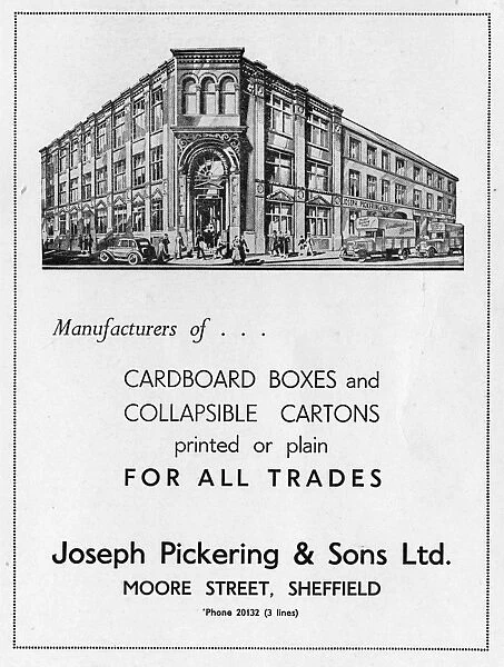 Advertisement for Joseph Pickering and Sons Ltd. Moore Street, 1939