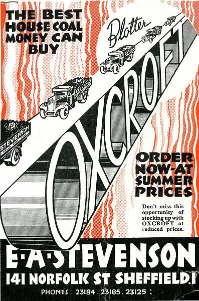Advertisement: Oxcroft Coal by E. A. Stevenson, No. 141 Norfolk Street