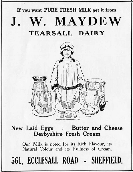 Advertisement for Tearsall Dairy, 561 Ecclesall Road