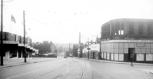 Angel Street at junction with King Street, Sheffield, 1953