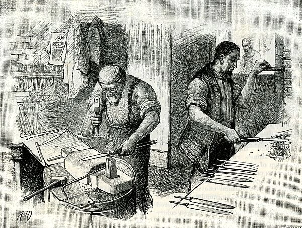 A Blade-Forging Shop from a drawing by A. Morrow, 1884