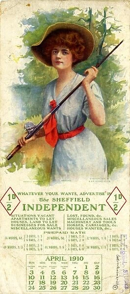 Calendar for 1910 with advertisement for Sheffield Independent