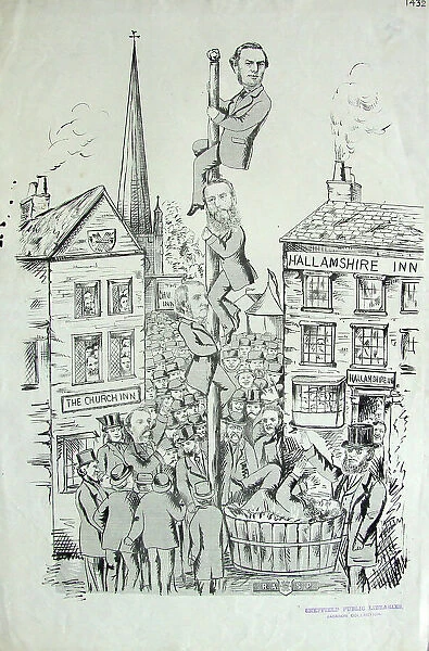 Cartoon showing the candidates in the 1874 General election