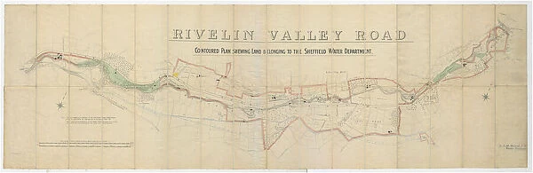 Contoured plan of Rivelin Valley Road, Sheffield, Yorkshire, c. 1900