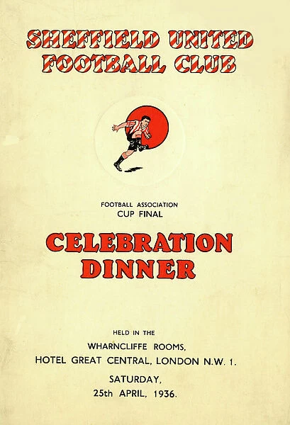 Cover of Football Association [FA] Cup Final celebration dinner programme - Sheffield United Football Club, 1936