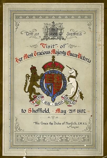 Cover of official programme for the Visit of Her Most Gracious Majesty Queen Victoria to Sheffield May 21st 1897