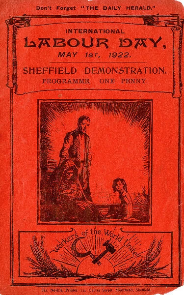 Cover of programme of International Labour Day Sheffield demonstration programme: Workers of the World Unite, 1922