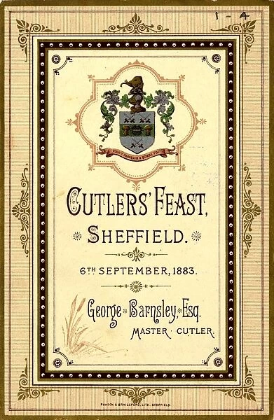 Cutlers Feast menu card, 1883