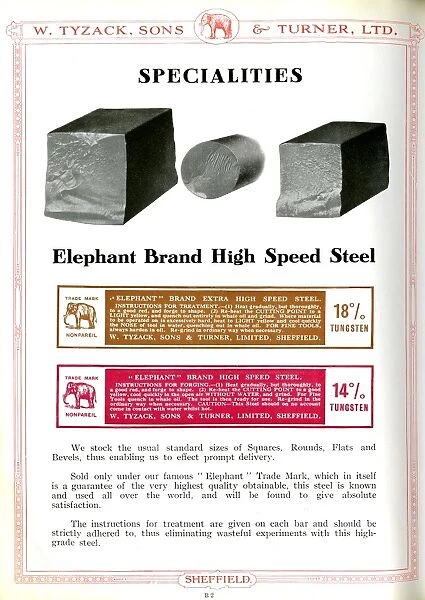 Elephant brand, W Tyzak, Sons, and Turner Ltd. Little London Works, Sheffield, c1930s