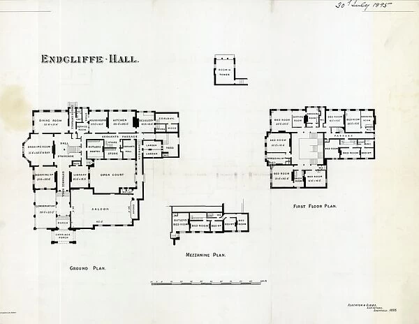 Endcliffe Hall, Sheffield floor plans, 1895