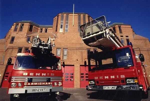Fire engines outside South Yorkshire Fire and Rescue Service Command HQ