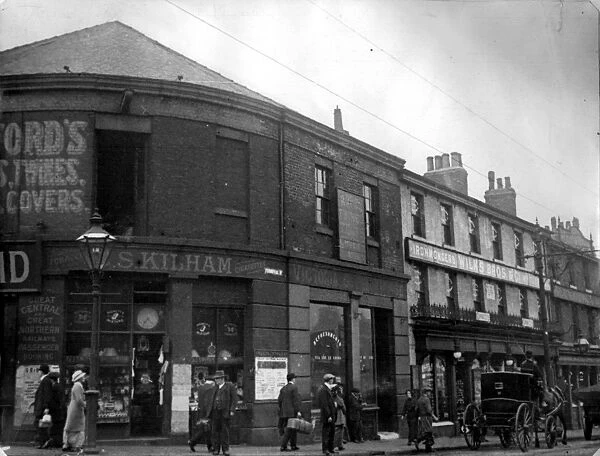 Furnival Road from Exchange Street, No 1, Furnival Road, Clement Schofield Kilham, Tobacconist, No 3-5, Michael Law, Refreshment Rooms, No 7-9, Wilks Bros and Co. Ironmongers