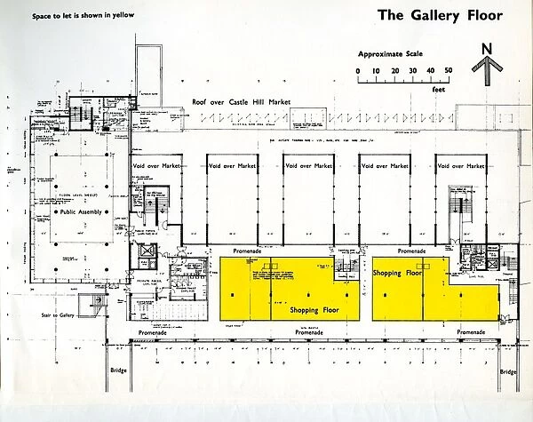 Gallery floor plan of new Castle Market, Haymarket  /  Waingate, 1958