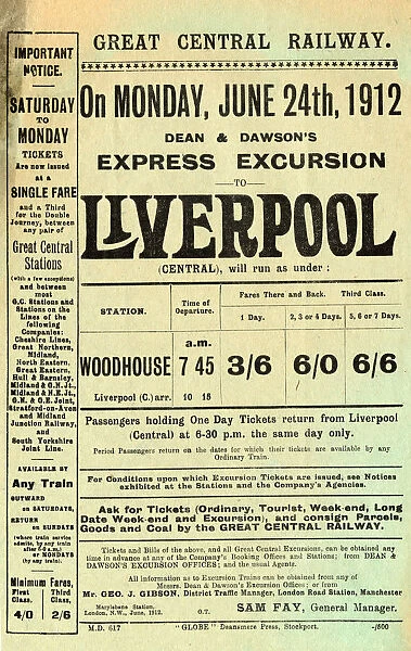 Great Central Railway: Dean and Dawsons express excursion to Liverpool, 1912