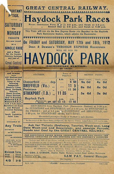 Great Central Railway: Dean and Dawsons through express excursion to Haydock Park, 1912