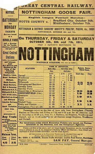 Great Central Railway: excursions to Nottingham Goose Fair, 1901