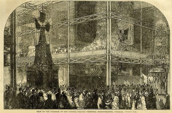 Great Exhibition 1851: view of the Interior of the Crystal Palace - Teetotal Demonstration, 1851
