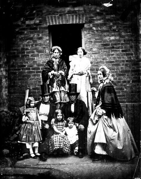 Hayball family, from a Collodian negative by Arthur Hayball, photographed on the backsteps of 50 (later 112) Hanover Street (one of the earliest Sheffield photographs), , 1852