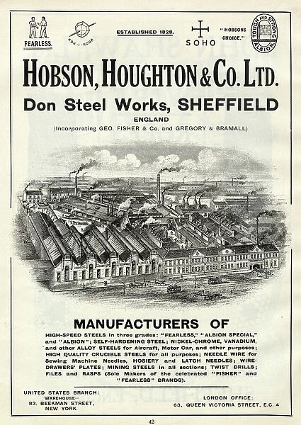 Hobson Houghton and Co. Ltd., Don Steel Works, Steel Manufacturers, 1919
