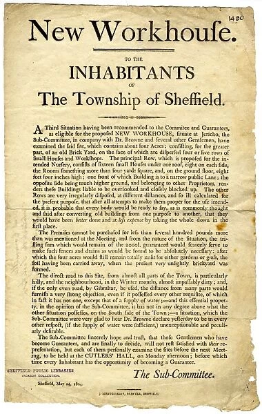 To the inhabitants of the Township of Sheffield [regarding a proposed workhouse at Jericho ], 1804