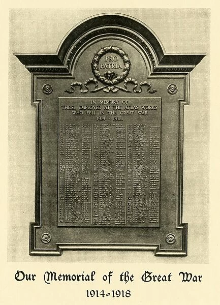 John Brown and Co Ltd. Atlas Works - Our Memorial of the Great War 1914 - 1918