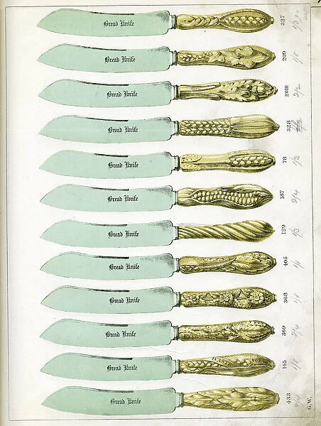 Knife handles manufactured by George Wing of Sheffield, 1887