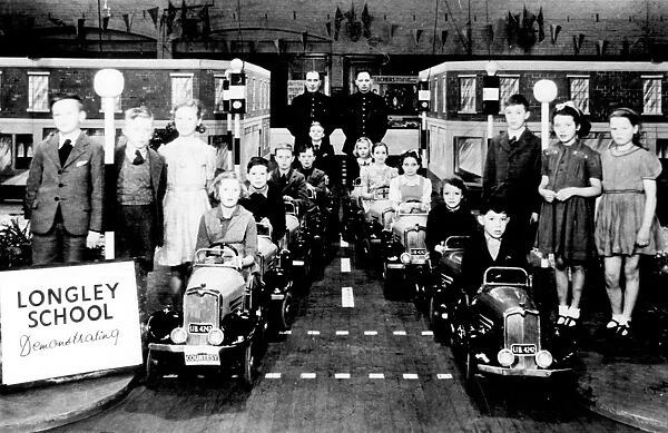Longley School Children at the Road Safety Exhibition at Edmund Road Drill Hall, 1946