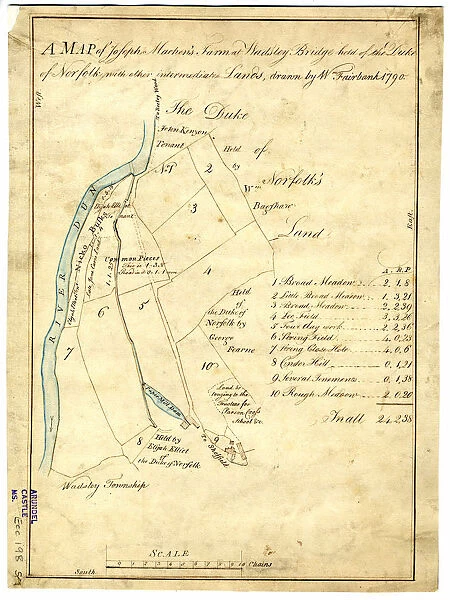Map of Joseph Machens Farm at Wadsley Bridge, Sheffield, 1790