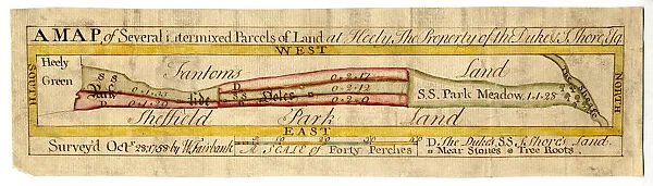 Map of land at Heeley, Sheffield, 1758