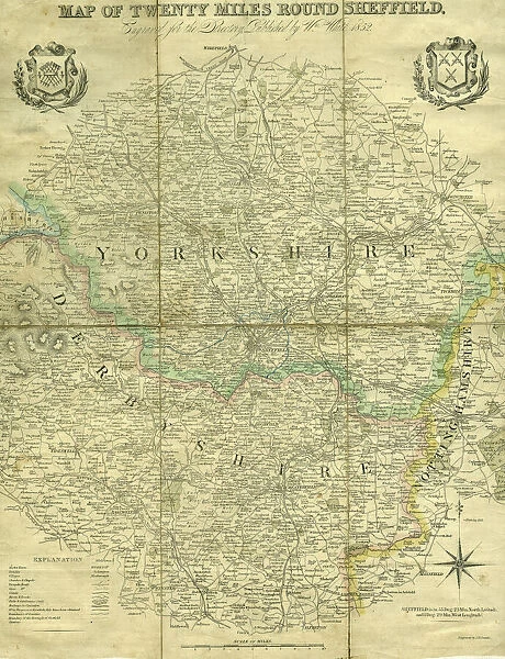 Map of twenty miles around Sheffield, engraved for the directory of 1852