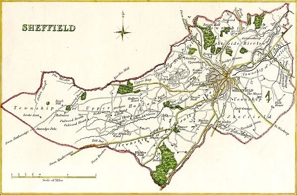 Map of Sheffield by R. Creighton, c. 1835