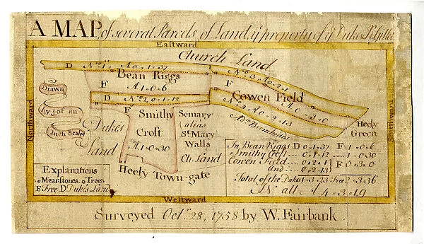 Map of Several strips and a close between Heeley Town Gate and Heeley Green, on (modern Gleadless Road), Sheffield, 1758