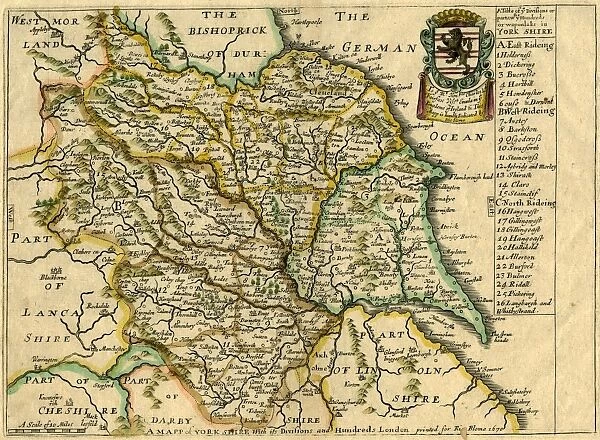 A Mapp (sic) of Yorkshire with its divisions and hundreds by Richard Blome, 1670