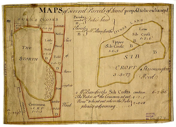 Maps of Several Parcels of Land proposed to be exchanged, Bradfield, [c. 1750 - 1760]