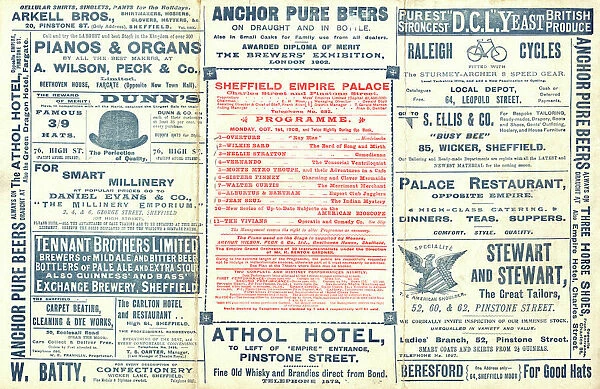 The New Sheffield Empire Palace, Charles Street, programme, 1906