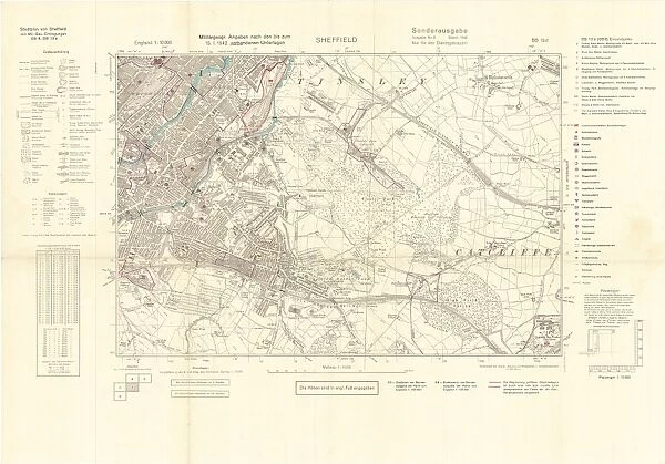 North Sheffield marked with bombing targets, c. 1940