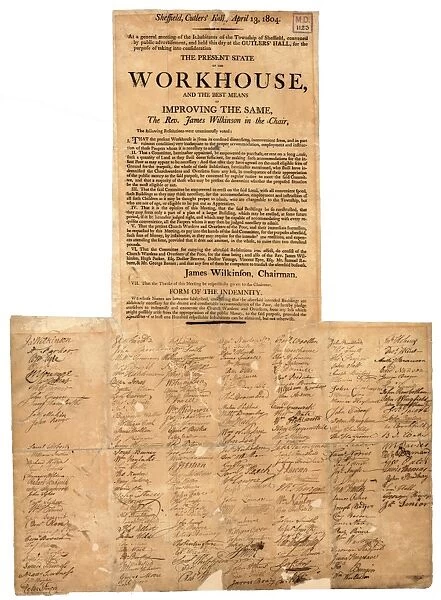 Notice of resolutions made at a general meeting of the inhabitants of the township of Sheffield... for the purpose of taking into consideration the present state of the workhouse and the best means of improving the same, 1804