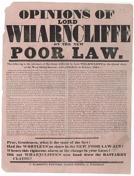 Opinions of Lord Wharncliffe on the new Poor Law, 1834