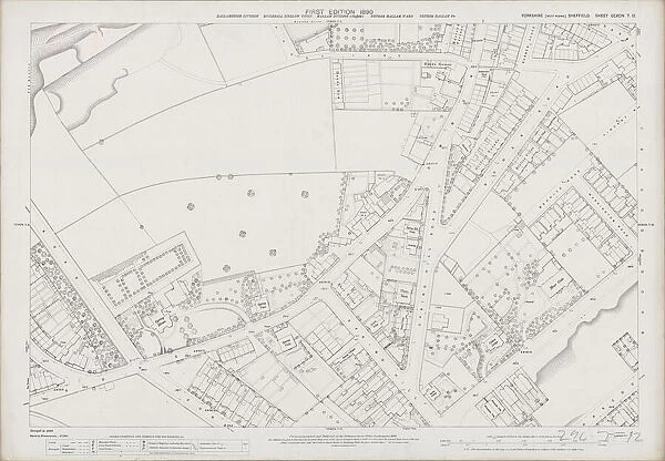Ordnance Survey Map, Sheffield, School Road, Spring Hill Road area, 1889 (Yorkshire sheet 294. 7. 12)
