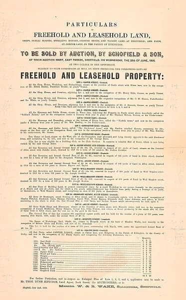 Particulars of freehold and leasehold land formerly belonging to William Staniforth, esquire, deceased, 1856