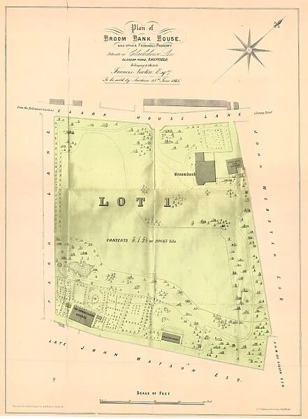 Plan of Broombank House and other freehold property situate in Clarkehouse Lane belonging to the late Francis Newton, esquire, to be sold by auction, 1865