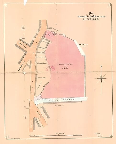 Plan of building land near Pond Street to be sold by auction, 1860