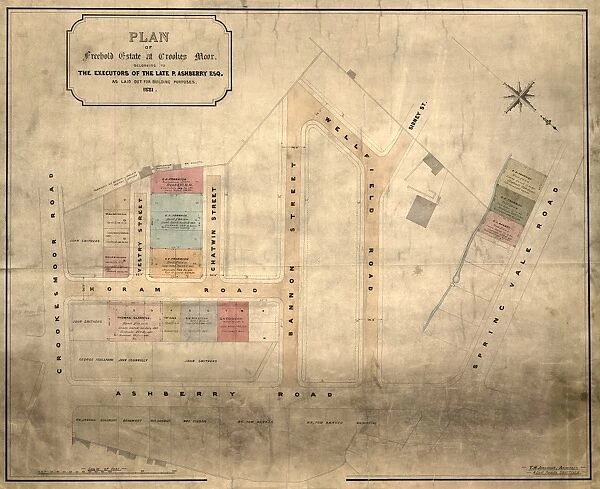 Plan of Freehold Estate at Crookes Moor [Crookesmoor] belonging to the executors of the late P Ashberry esquire, as laid out for building purposes, 1881