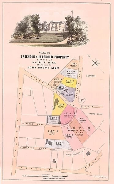 Plan of freehold and leasehold property situate at Shirle Hill, belonging to John Brown, esquire to be sold by auction, 1865