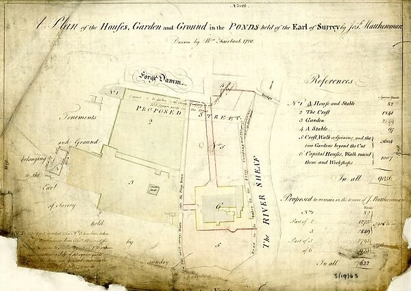 A Plan of the Houses, Garden and Ground in the Ponds held of the Earl of Surrey by James Matthewman, 1780