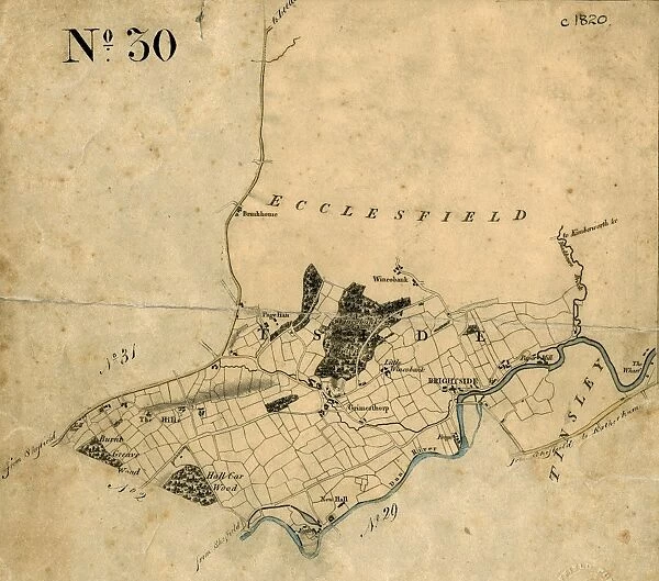 Plan of land lying between Sheffield and Ecclesfield: bounded by the River Don on the east, Barnsley Road on the west, and extending from Burnt Greave Wood and Hall Car Wood in the south, to Page Hall and Wincobank in the north, 1820