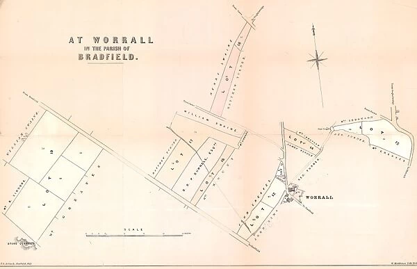 Plan of land and property at Worrall in the parish of Bradfield for sale, 1853