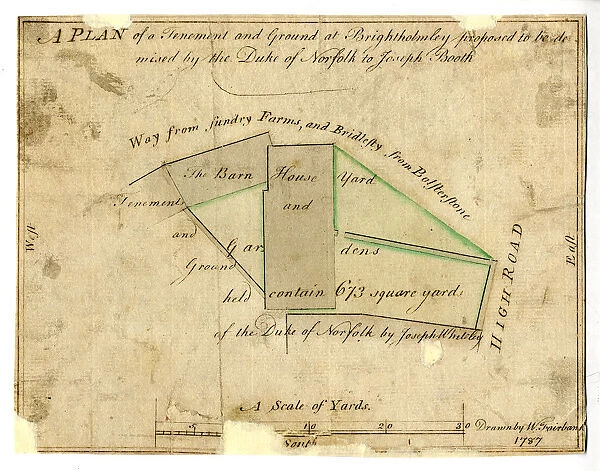 Plan of property and land at Brightholmlee, 1787