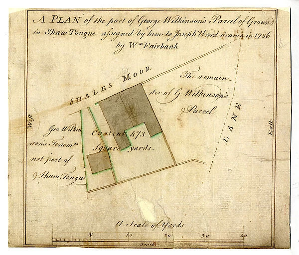 Plan of property at the northern end of Shaw Tongue, Sheffield, 1786