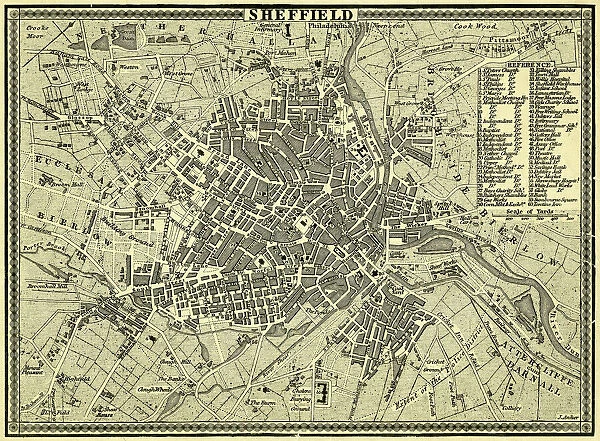 Plan of Sheffield, 19th cent